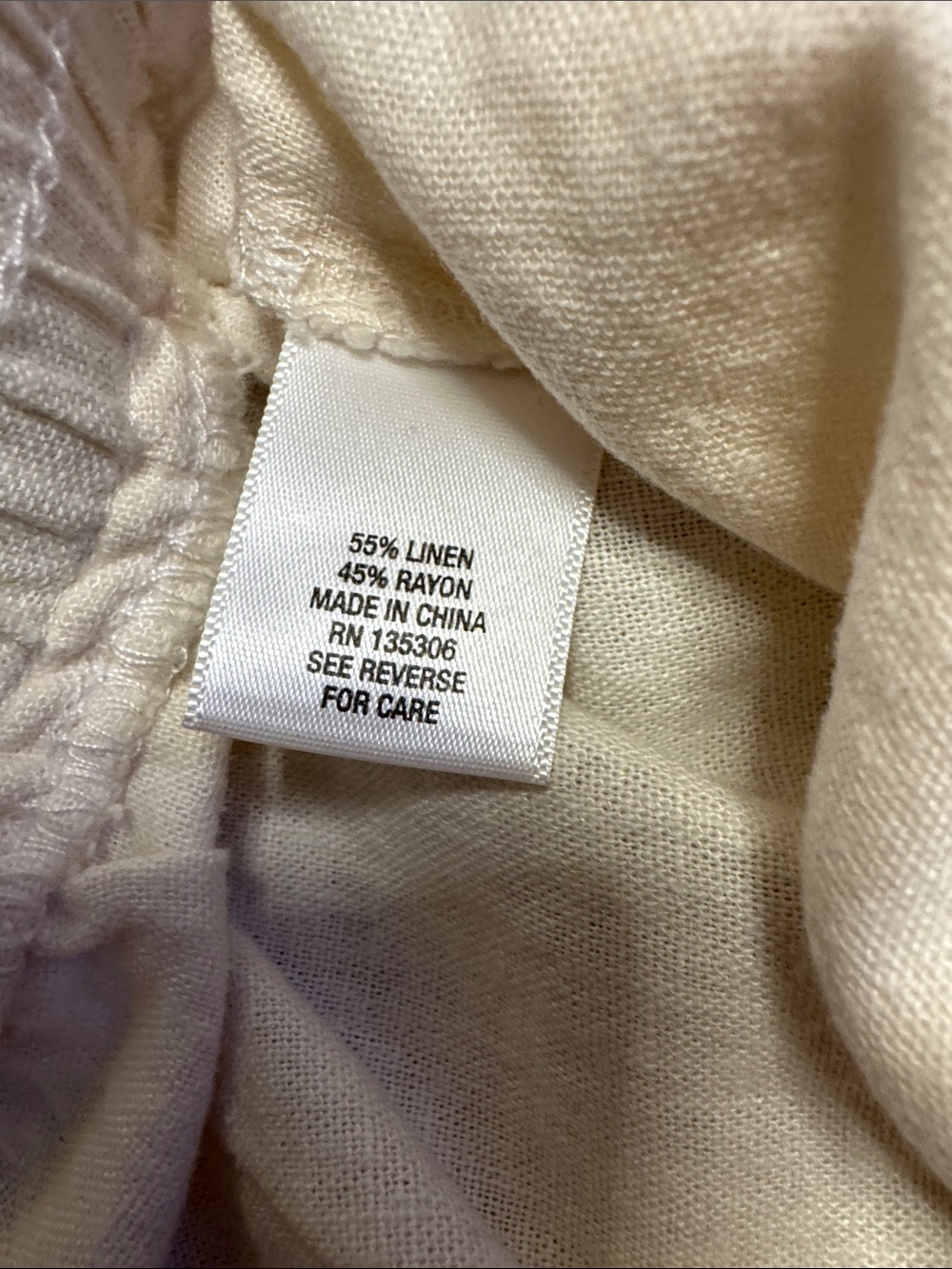 Women's Straight-Leg Drawstring Linen Pants - Cream - Picture 3 of 4
